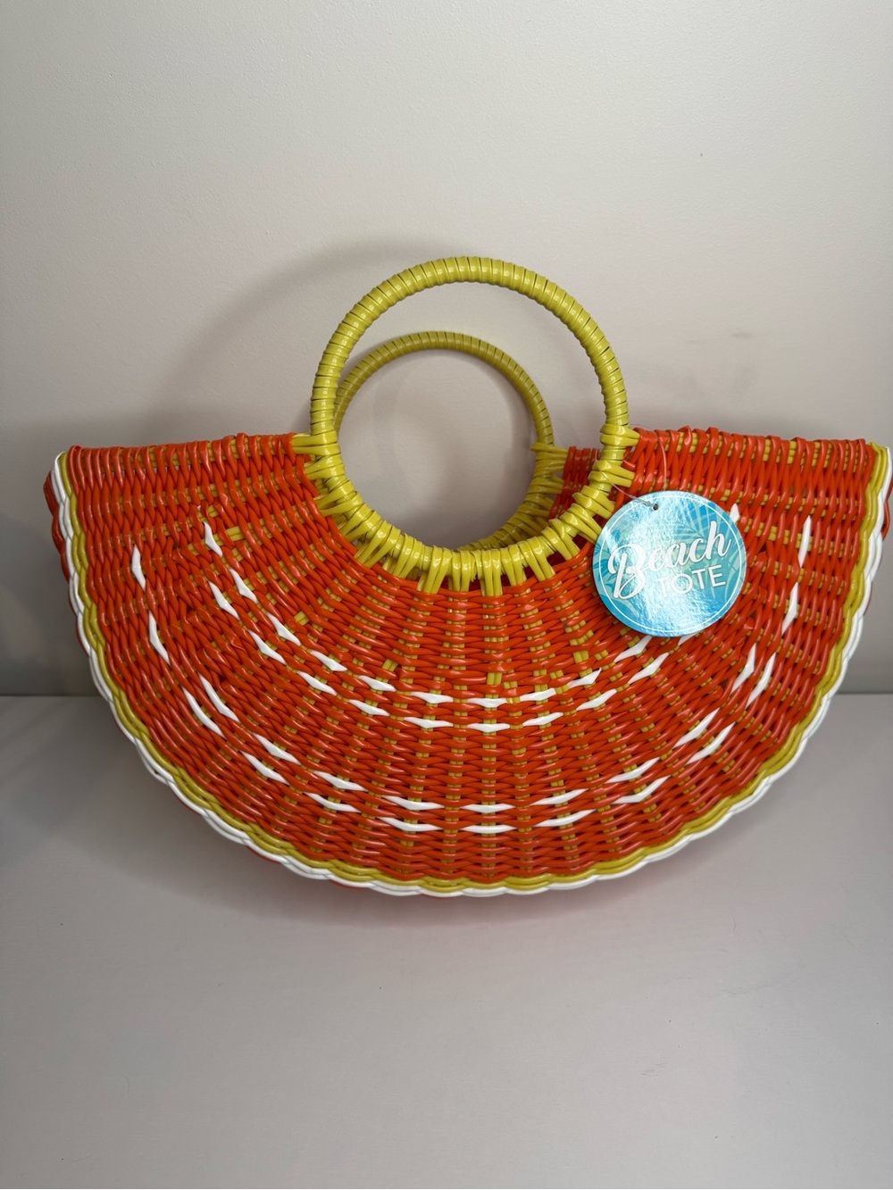 Citrus Slice Woven Wicker‎ Beach Tote Bag Orange Yellow White Summer Bag NWT